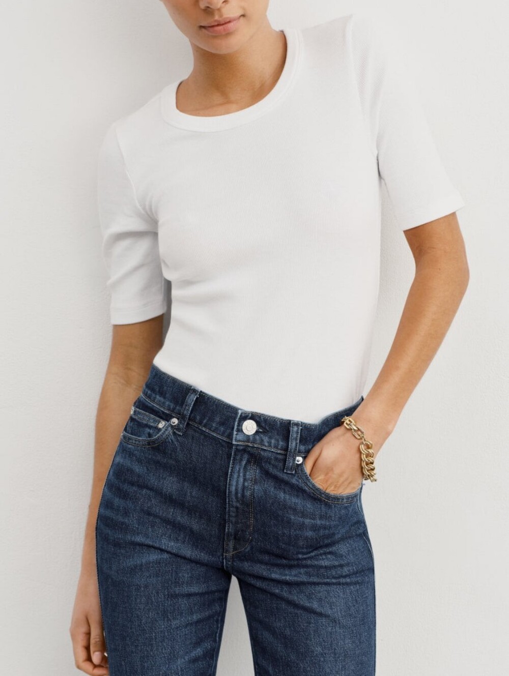 AYR The Exec Ribbed T-Shirt White LARGE